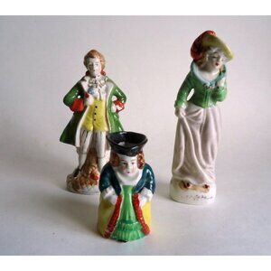 3 Occupied Japan Figuines Victorian Couples and Miniature Renaissance Woman Toby